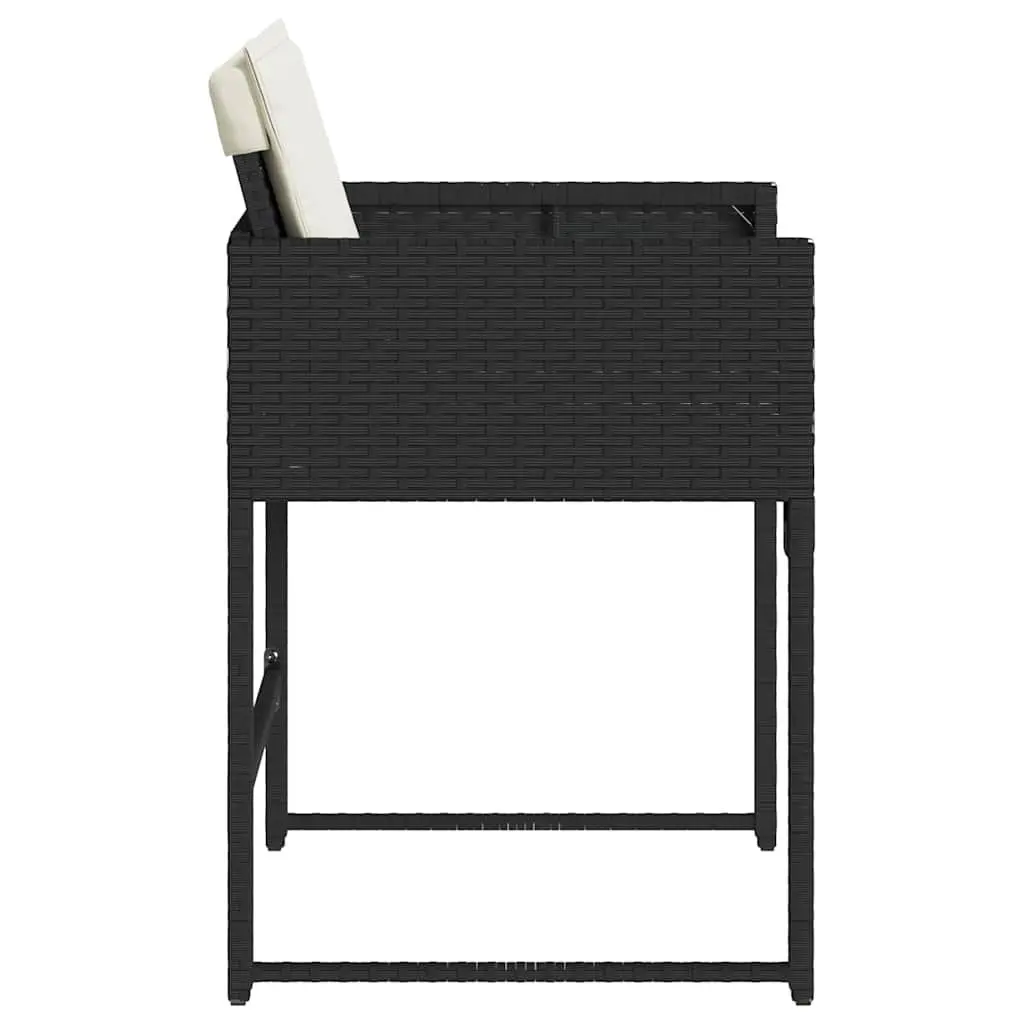 Outdoor Garden Chairs 4 pcs Black Poly Rattan with Cushions Comfortable Seating