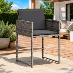 Concise 4-Piece Grey Garden Chair Set with Cushions
