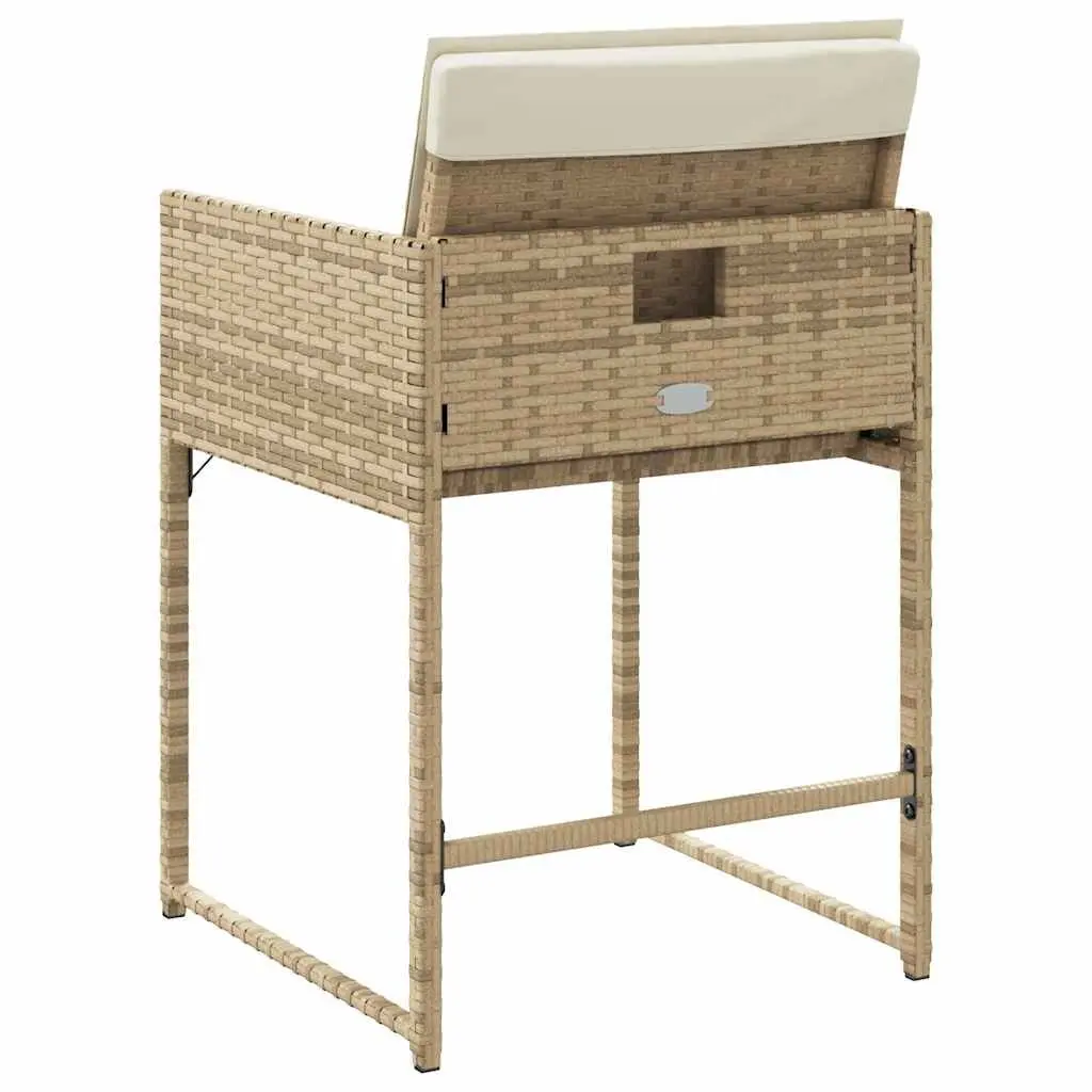 Outdoor Garden Chairs Set Beige 4 Piece Cushioned Foldable Backrest