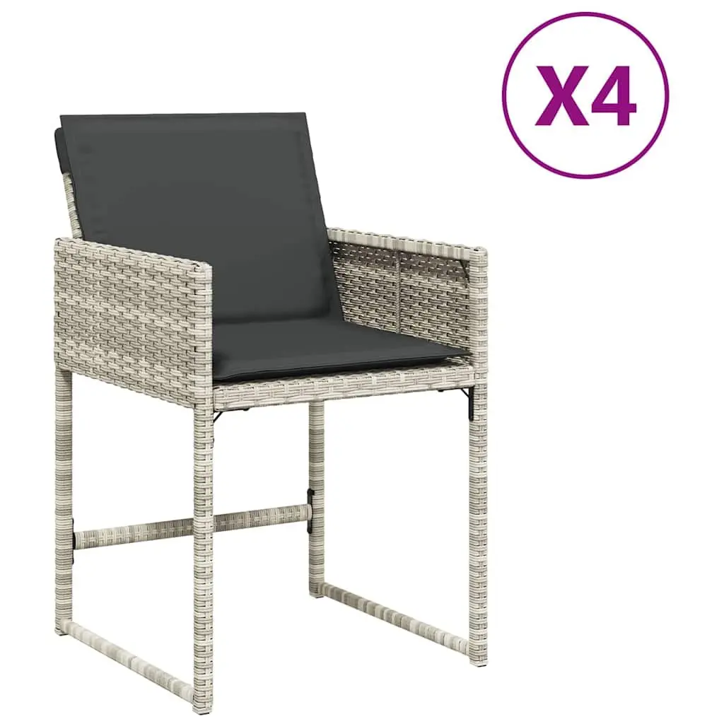 Outdoor Garden Chairs Grey 4 Piece Padded Cushions Folding Backrest