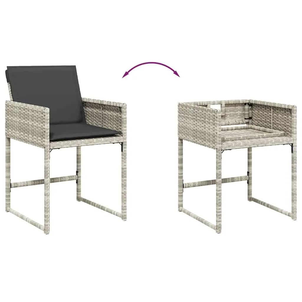 Outdoor Garden Chairs Grey 4 Piece Padded Cushions Folding Backrest
