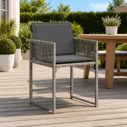 Grey Outdoor Chairs Set of 4 with Comfortable Cushions