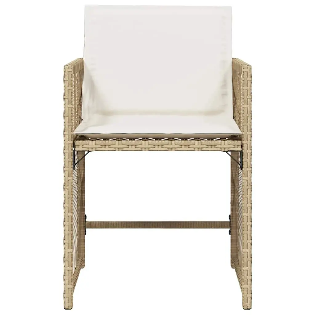 Outdoor Garden Chairs Beige 4 Piece Poly Rattan with Cushions Foldable Backrest