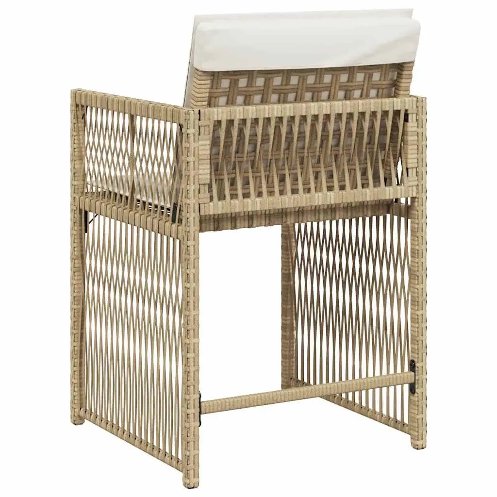 Outdoor Garden Chairs Beige 4 Piece Poly Rattan with Cushions Foldable Backrest