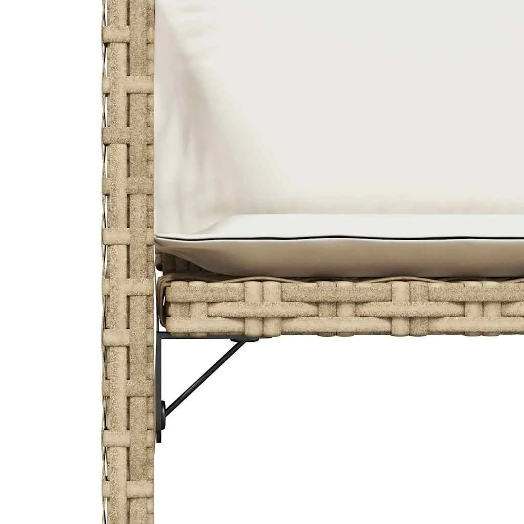Outdoor Garden Chairs Beige 4 Piece Poly Rattan with Cushions Foldable Backrest