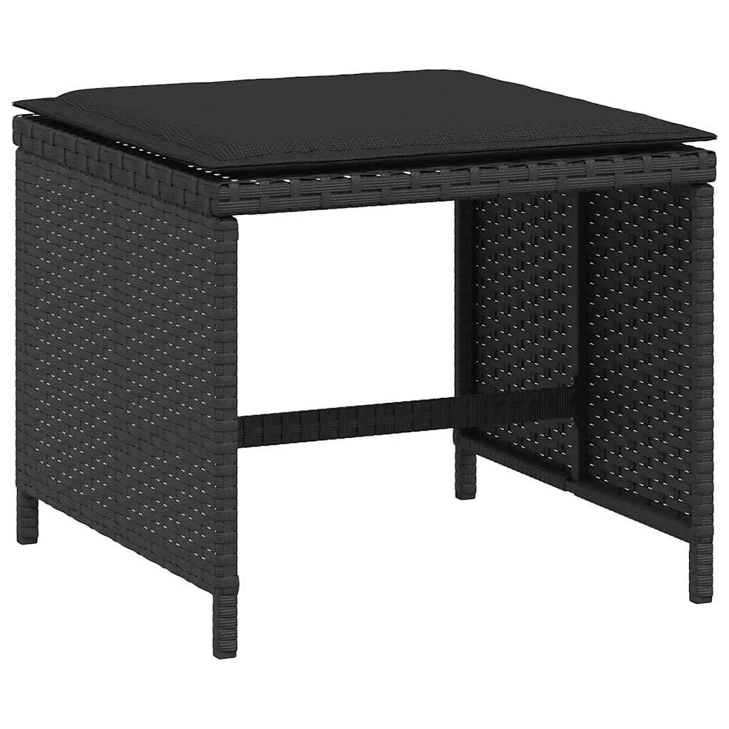 Garden Stools Black 4 Piece Outdoor Cushioned Footrest Set