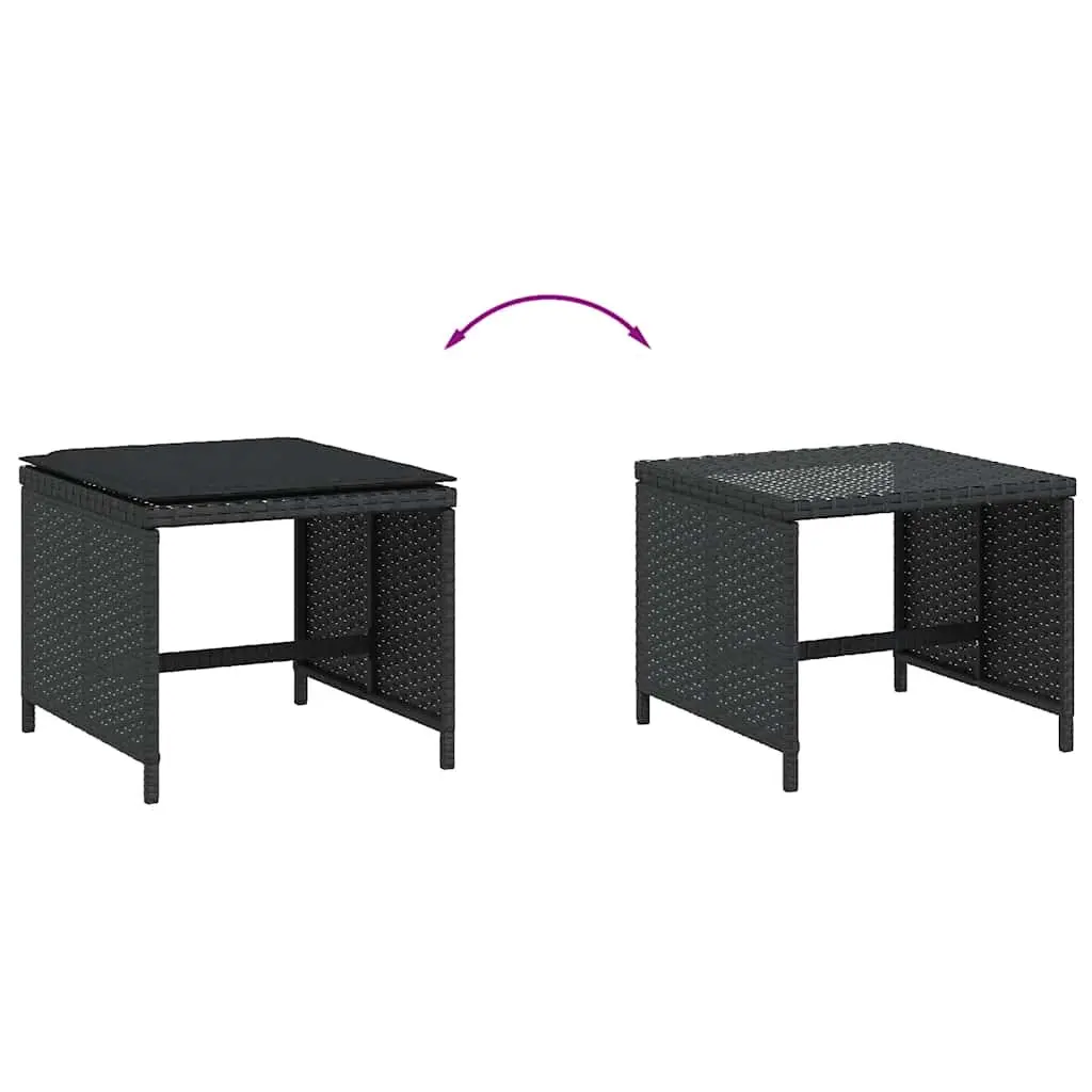 Garden Stools Black 4 Piece Outdoor Cushioned Footrest Set