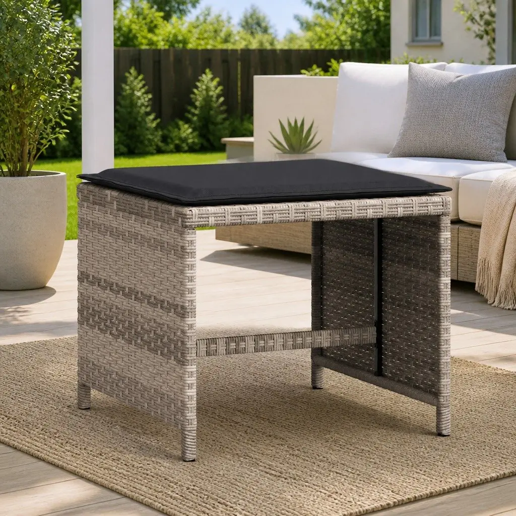 Garden Stools Grey 41x41x36 cm 4 Pieces Outdoor Seating with Cushions