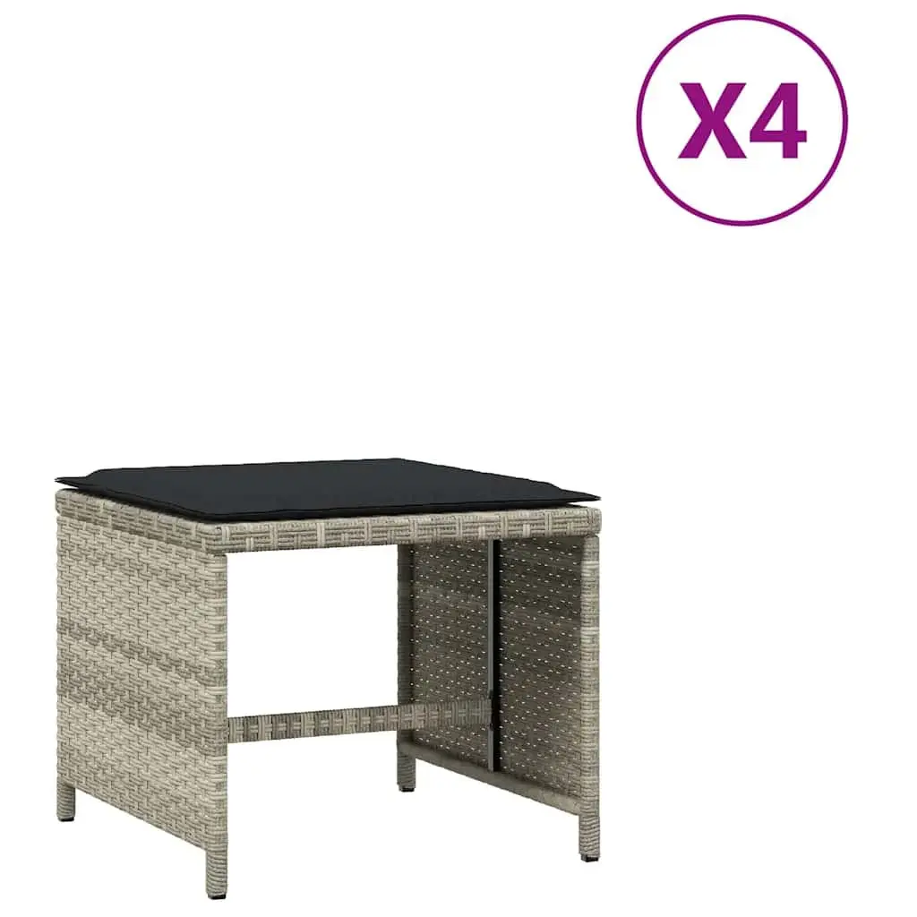 Garden Stools Grey 41x41x36 cm 4 Pieces Outdoor Seating with Cushions