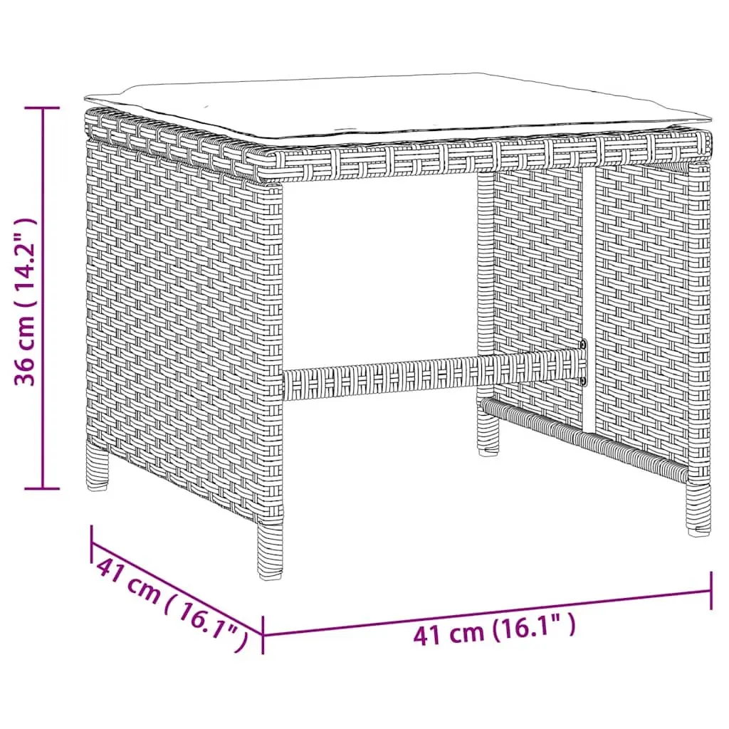 Garden Stools Grey 41x41x36 cm 4 Pieces Outdoor Seating with Cushions