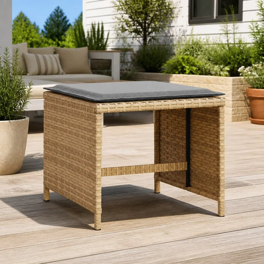 Garden Stools Beige 41x41x36 cm Thickly Padded Cushions 4 Piece Outdoor Patio Seating Set