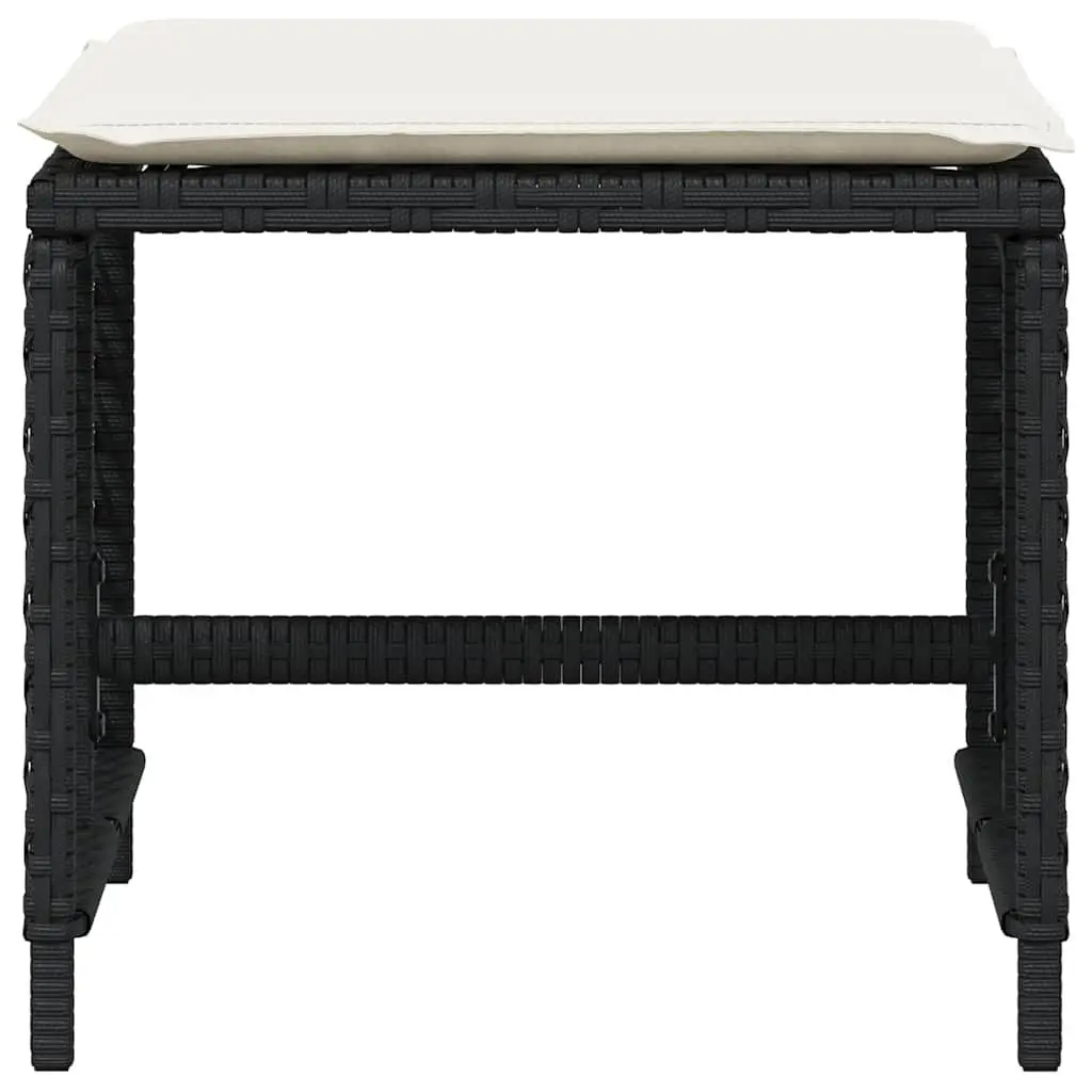 Garden Stools Black 41x41x36cm 4 Piece Outdoor Footrest Seating Set with Cushions