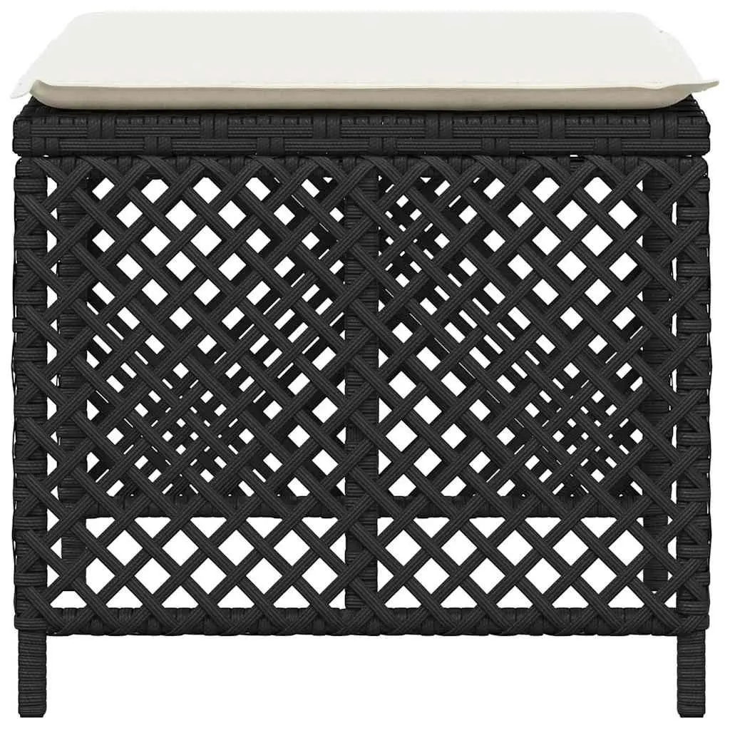 Garden Stools Black 41x41x36cm 4 Piece Outdoor Footrest Seating Set with Cushions