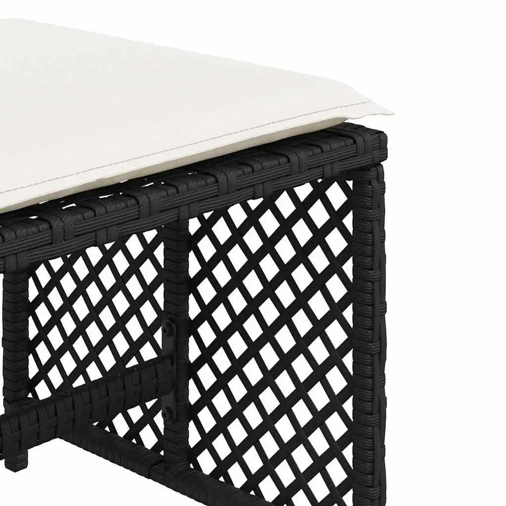 Garden Stools Black 41x41x36cm 4 Piece Outdoor Footrest Seating Set with Cushions