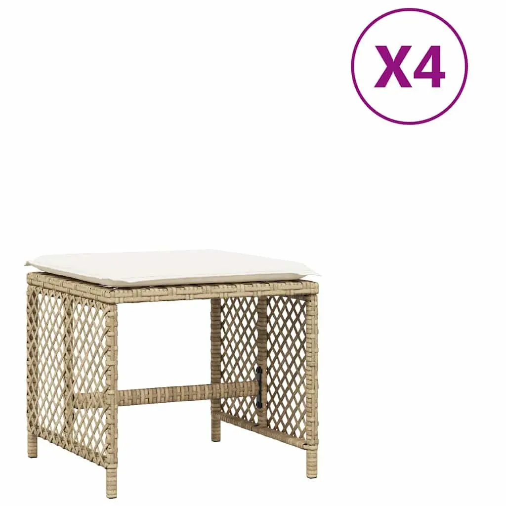 Garden Stools Beige 41x41x36cm 4 Pieces Outdoor Foot Rests with Cushions