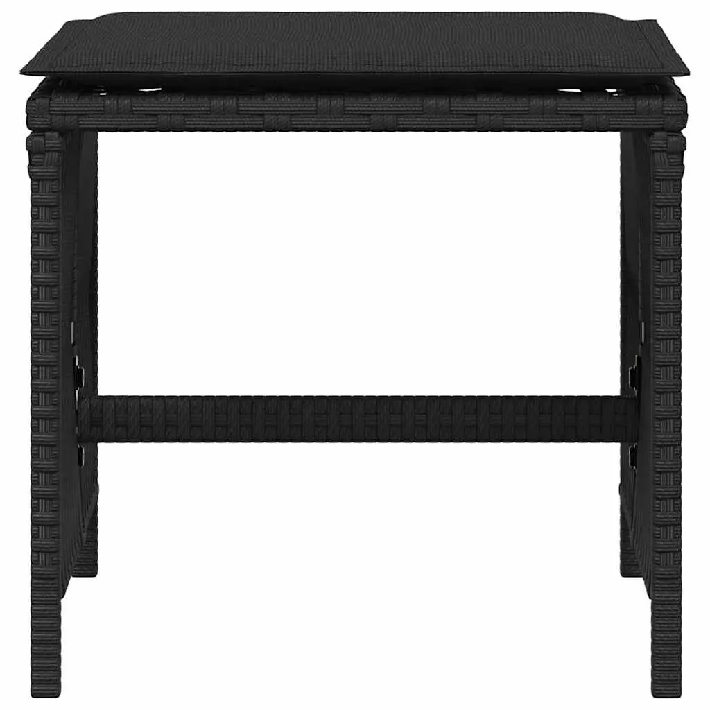Garden Stools Black 4 Piece Outdoor Foot Rests with Cushions Poly Rattan Seating