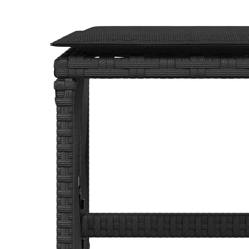 Garden Stools Black 4 Piece Outdoor Foot Rests with Cushions Poly Rattan Seating