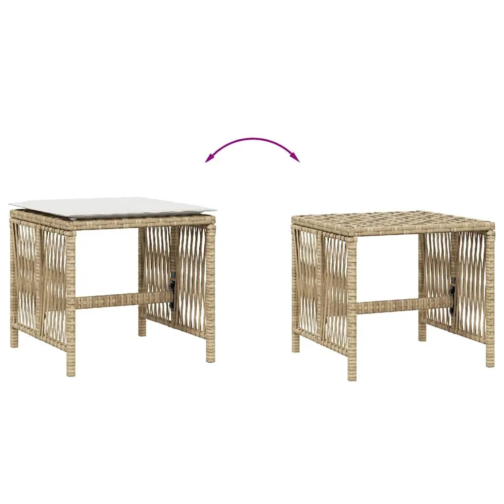 Garden Stools Beige 4 Piece Outdoor Seat Cushioned Patio Furniture Set