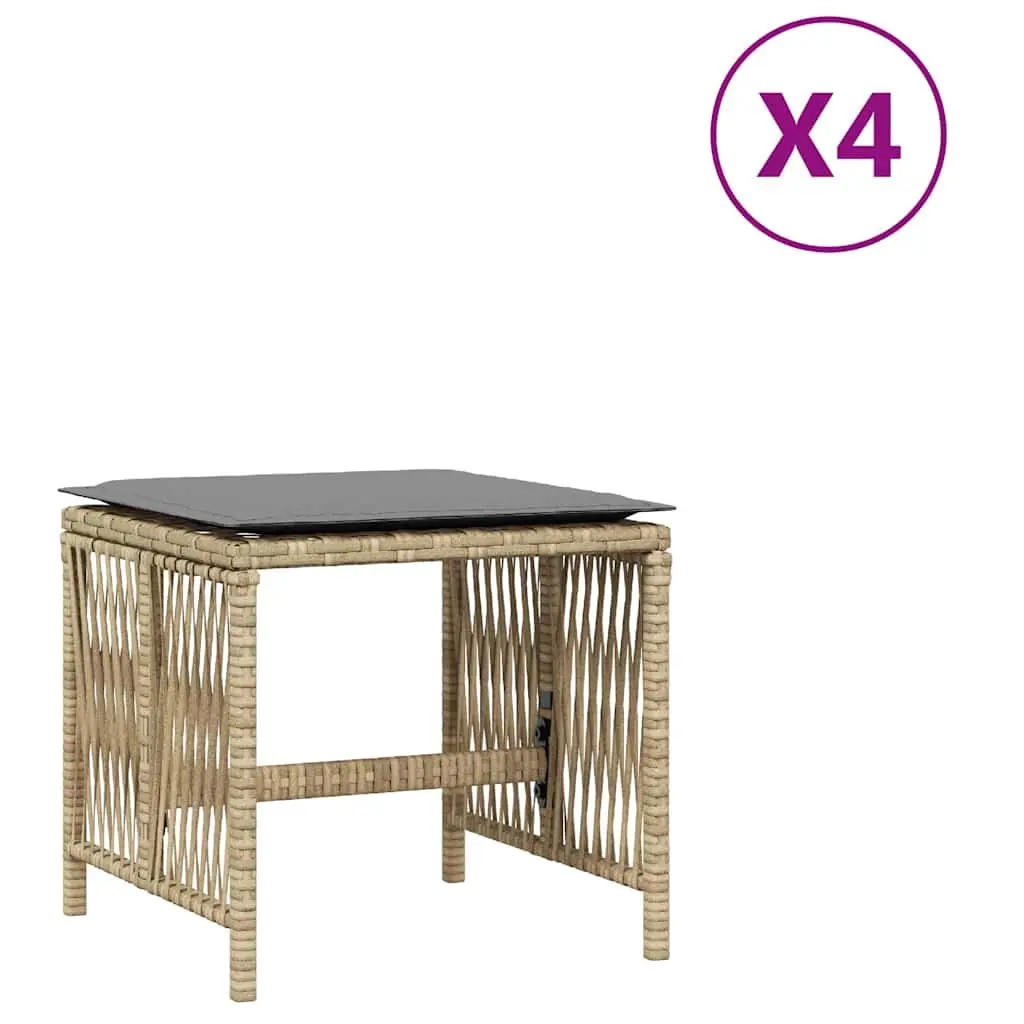 Garden Stools with Cushions Set of 4 Outdoor Seating Patio Furniture Beige
