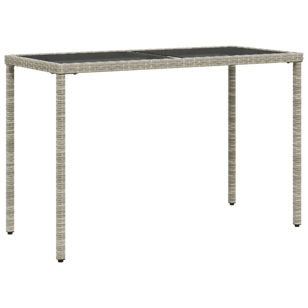 Garden Table Outdoor Patio Grey Glass Top Poly Rattan Furniture 115x54x74cm