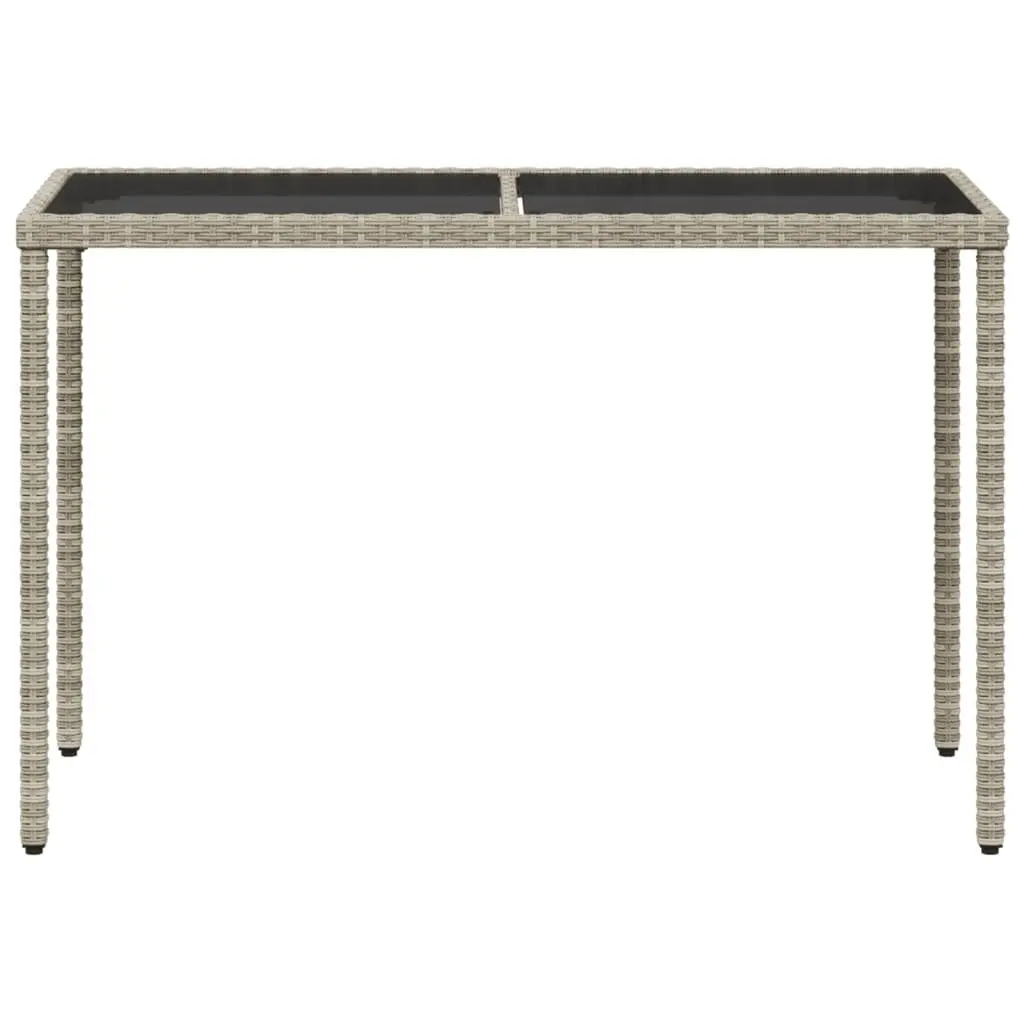Garden Table Outdoor Patio Grey Glass Top Poly Rattan Furniture 115x54x74cm