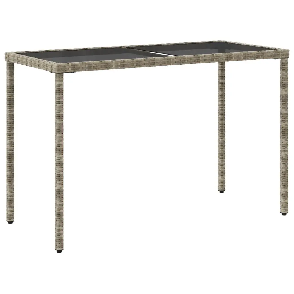 Garden Table Outdoor Patio Grey Glass Top Poly Rattan Furniture 115x54x74cm