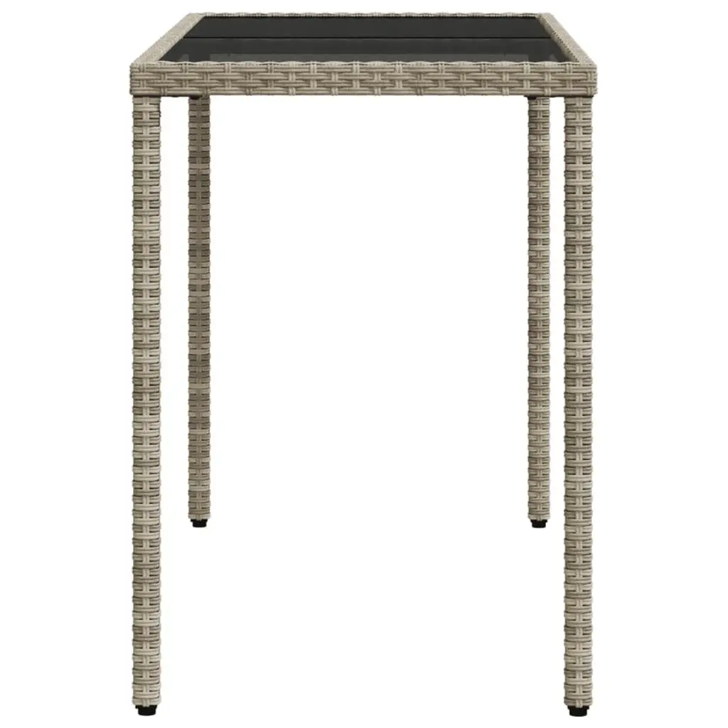 Garden Table Outdoor Patio Grey Glass Top Poly Rattan Furniture 115x54x74cm