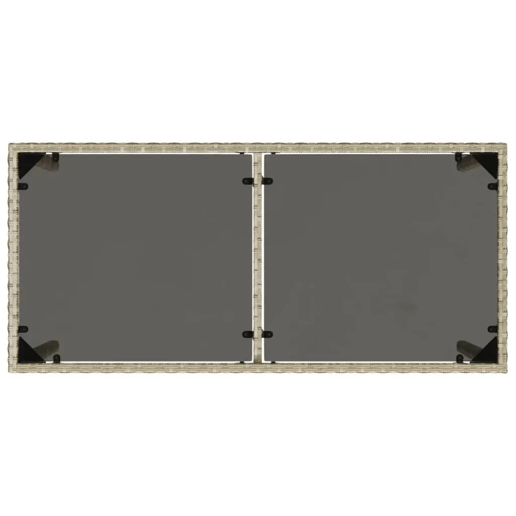 Garden Table Outdoor Patio Grey Glass Top Poly Rattan Furniture 115x54x74cm