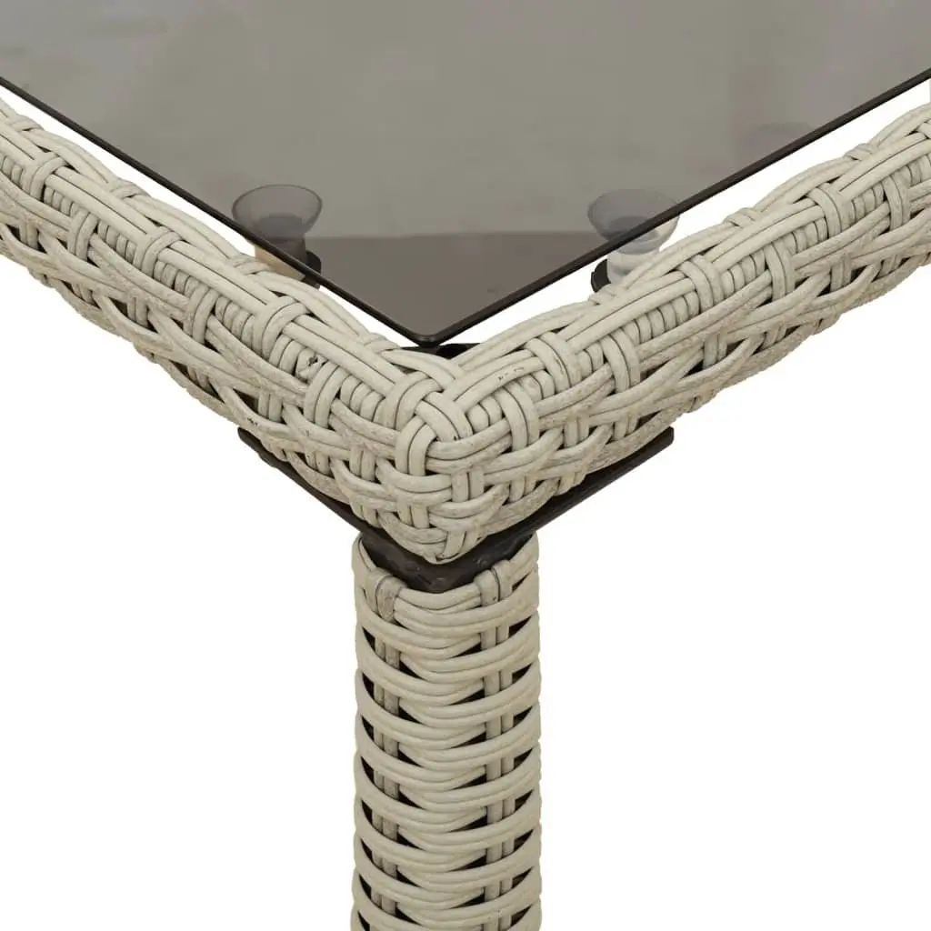Garden Table Outdoor Patio Grey Glass Top Poly Rattan Furniture 115x54x74cm