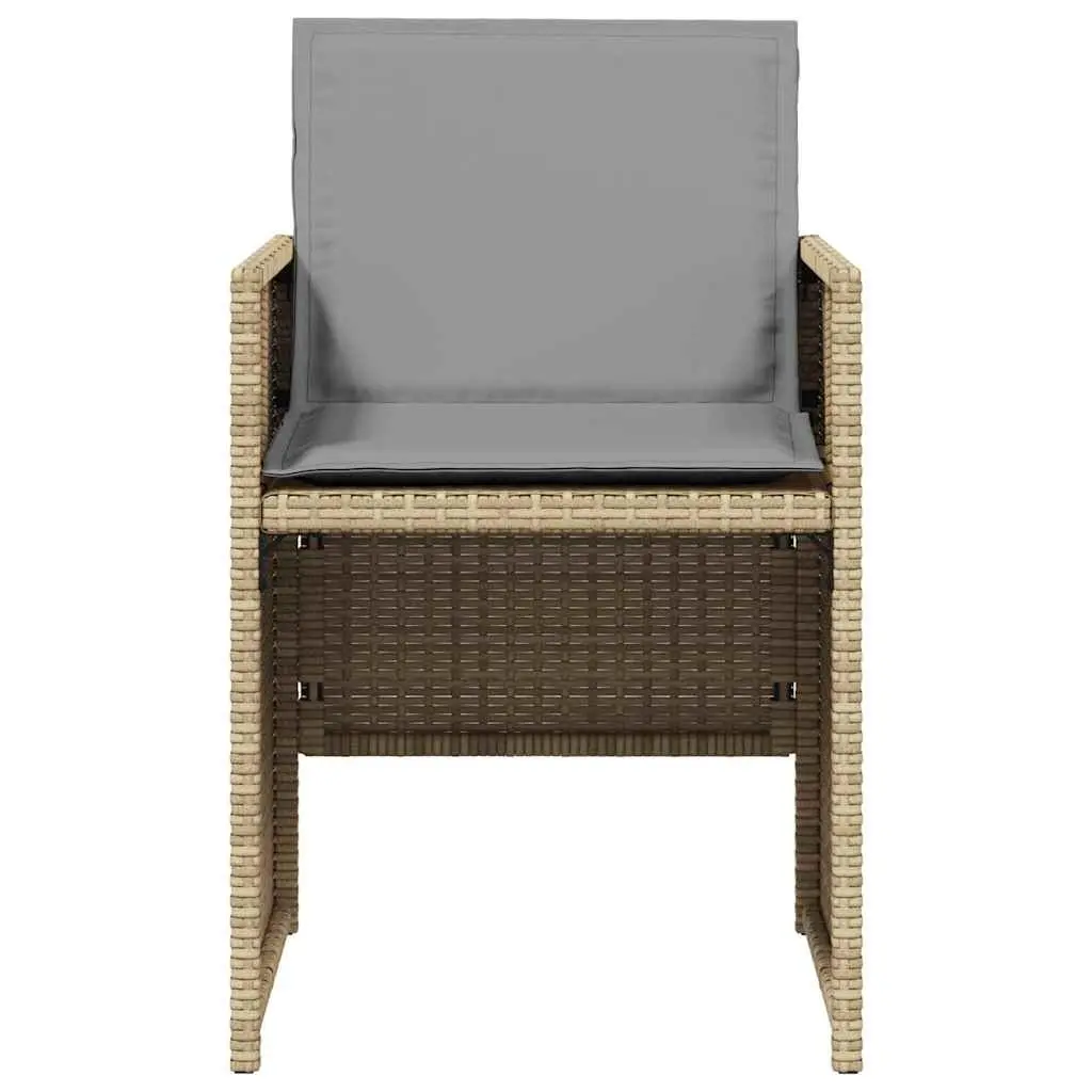 Outdoor Garden Dining Set 5 Piece Beige Poly Rattan Chairs Table Patio Furniture