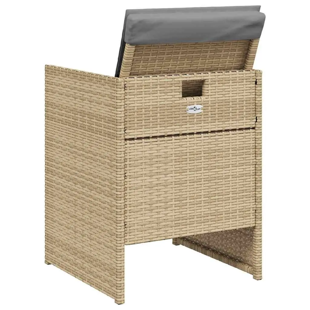 Outdoor Garden Dining Set 5 Piece Beige Poly Rattan Chairs Table Patio Furniture