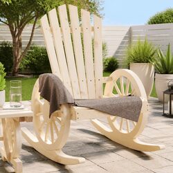 Rocking Adirondack Chair Solid Fir Wood Outdoor Garden Lounge Seat Brown