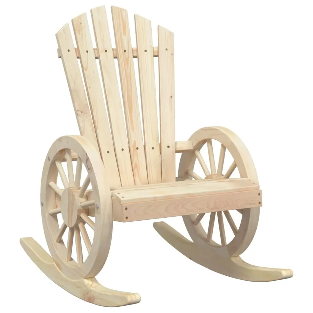 Rocking Adirondack Chair Solid Fir Wood Outdoor Garden Lounge Seat Brown