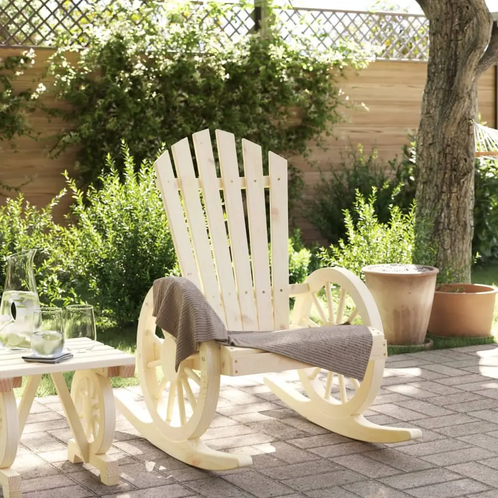 Rocking Adirondack Chair Solid Fir Wood Outdoor Garden Lounge Seat Brown