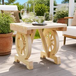 Compact Brown Wooden Garden Footstool Ottoman