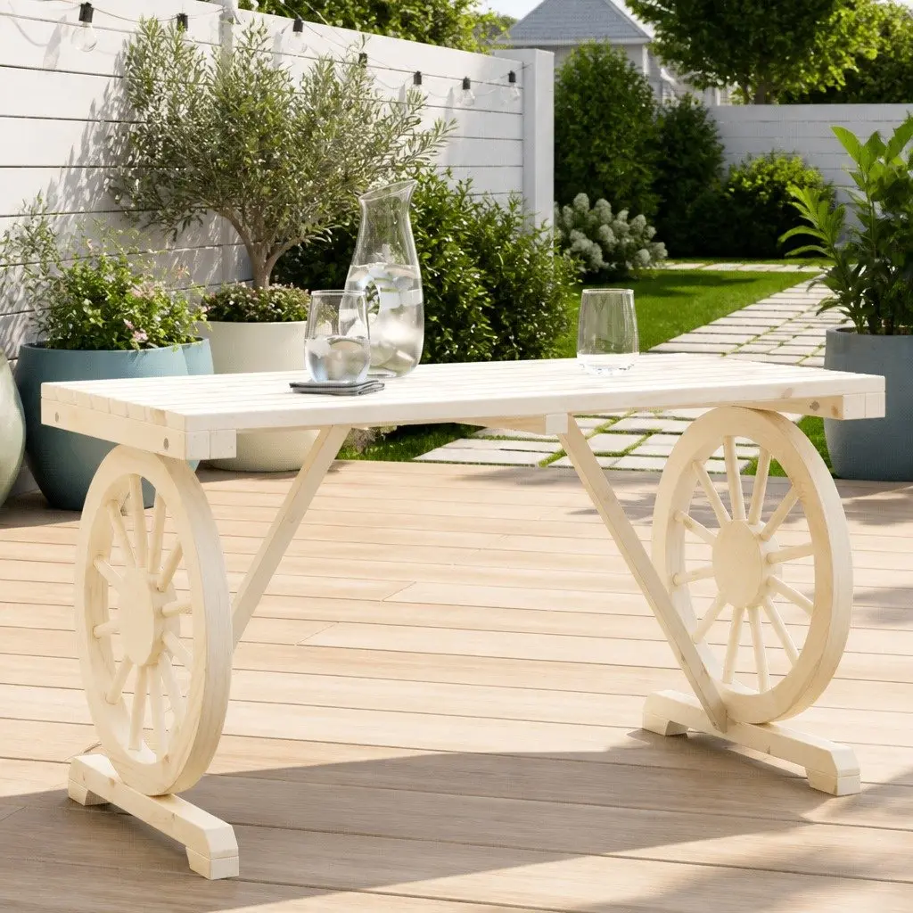 Solid Wood Garden Table Brown 115x55x65cm Fir Outdoor Patio Dining Furniture