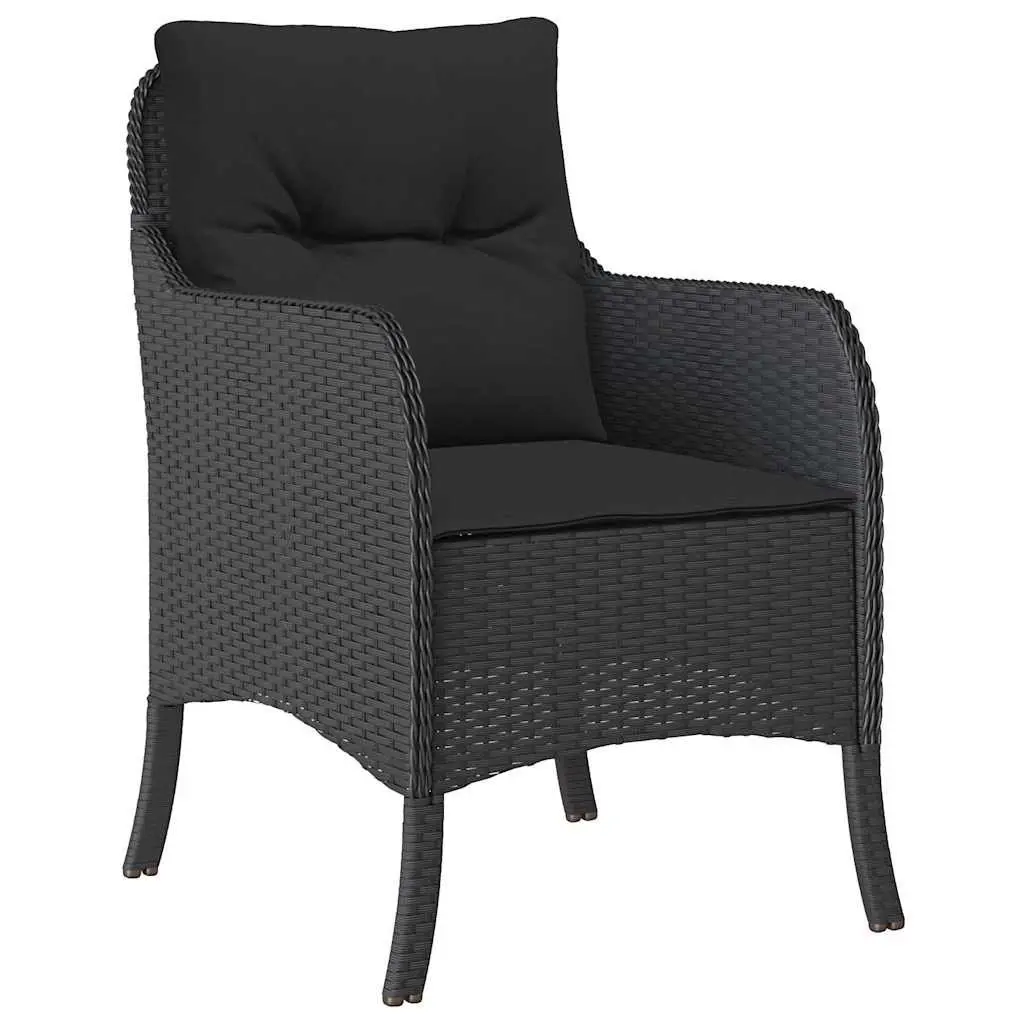 Garden Chairs with Cushions 2 pcs Outdoor Seating Poly Rattan Black