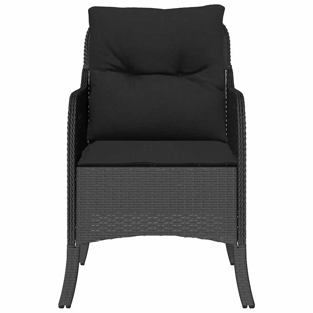 Garden Chairs with Cushions 2 pcs Outdoor Seating Poly Rattan Black