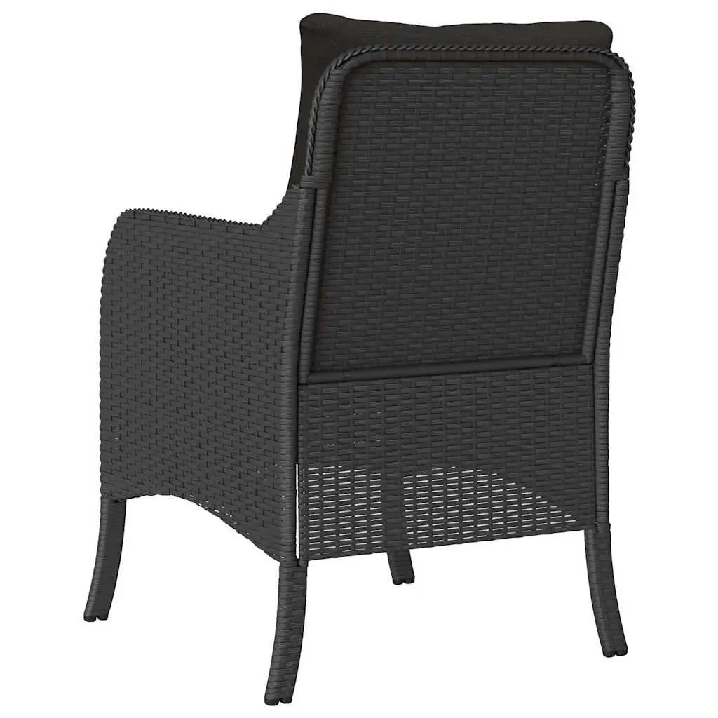 Garden Chairs with Cushions 2 pcs Outdoor Seating Poly Rattan Black