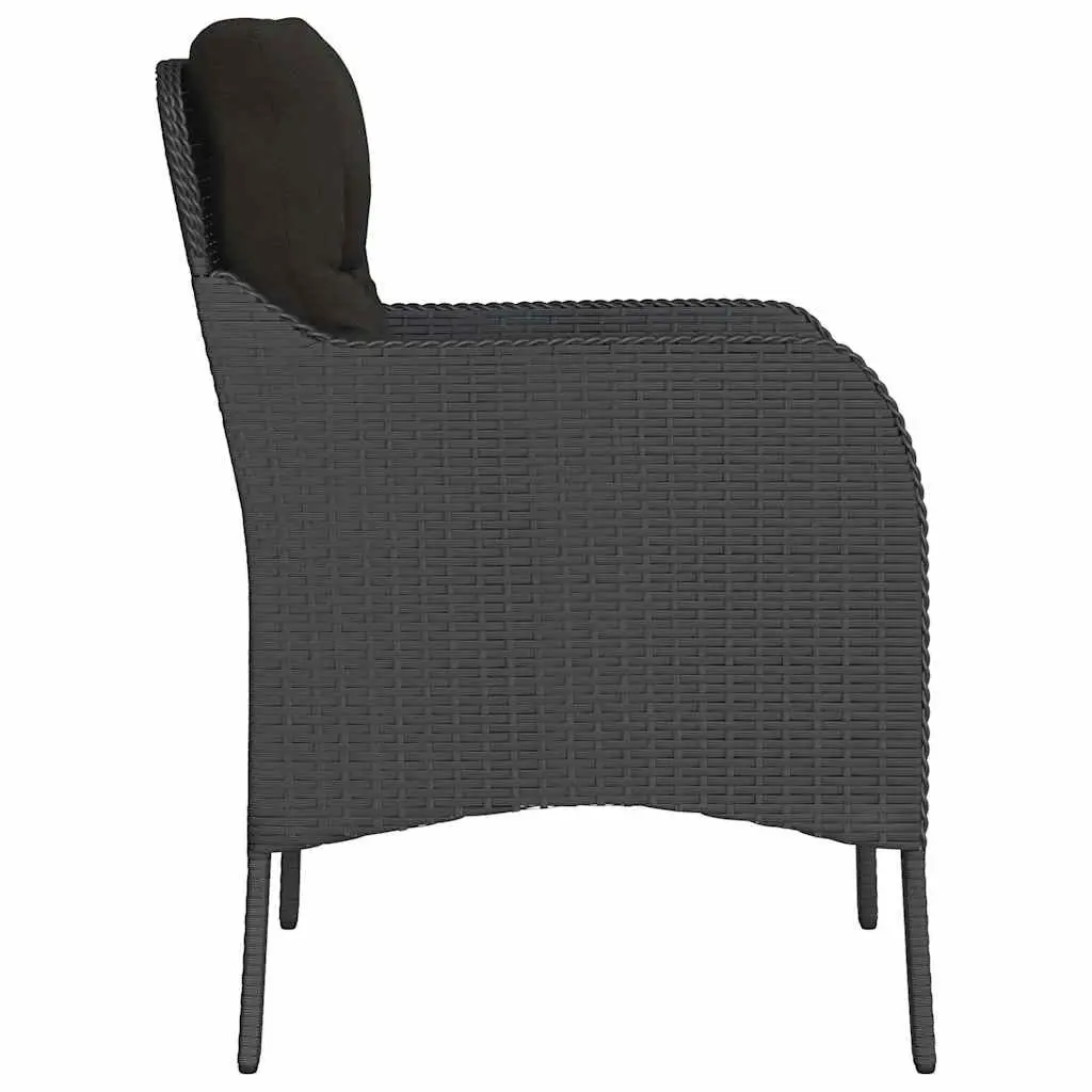 Garden Chairs with Cushions 2 pcs Outdoor Seating Poly Rattan Black