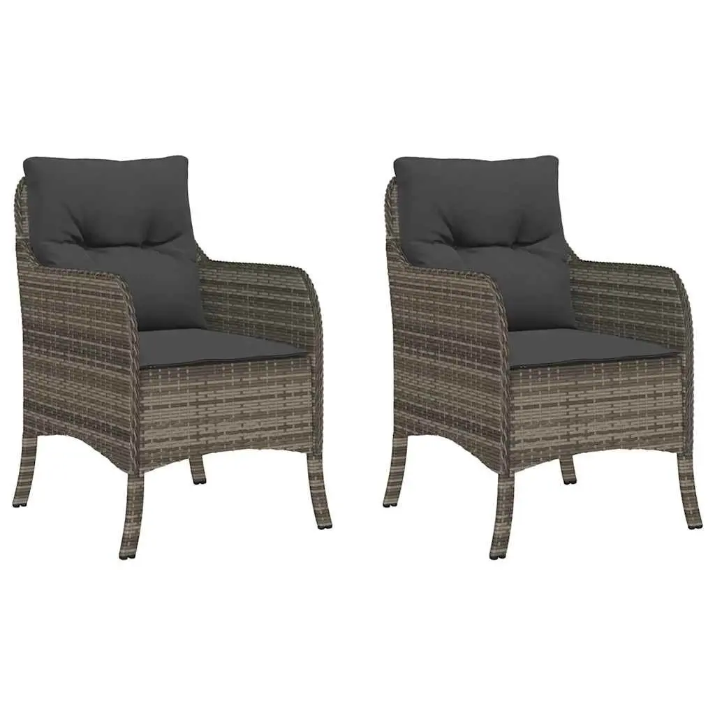 Outdoor Garden Chairs Set Grey 2 Piece Cushioned Seating