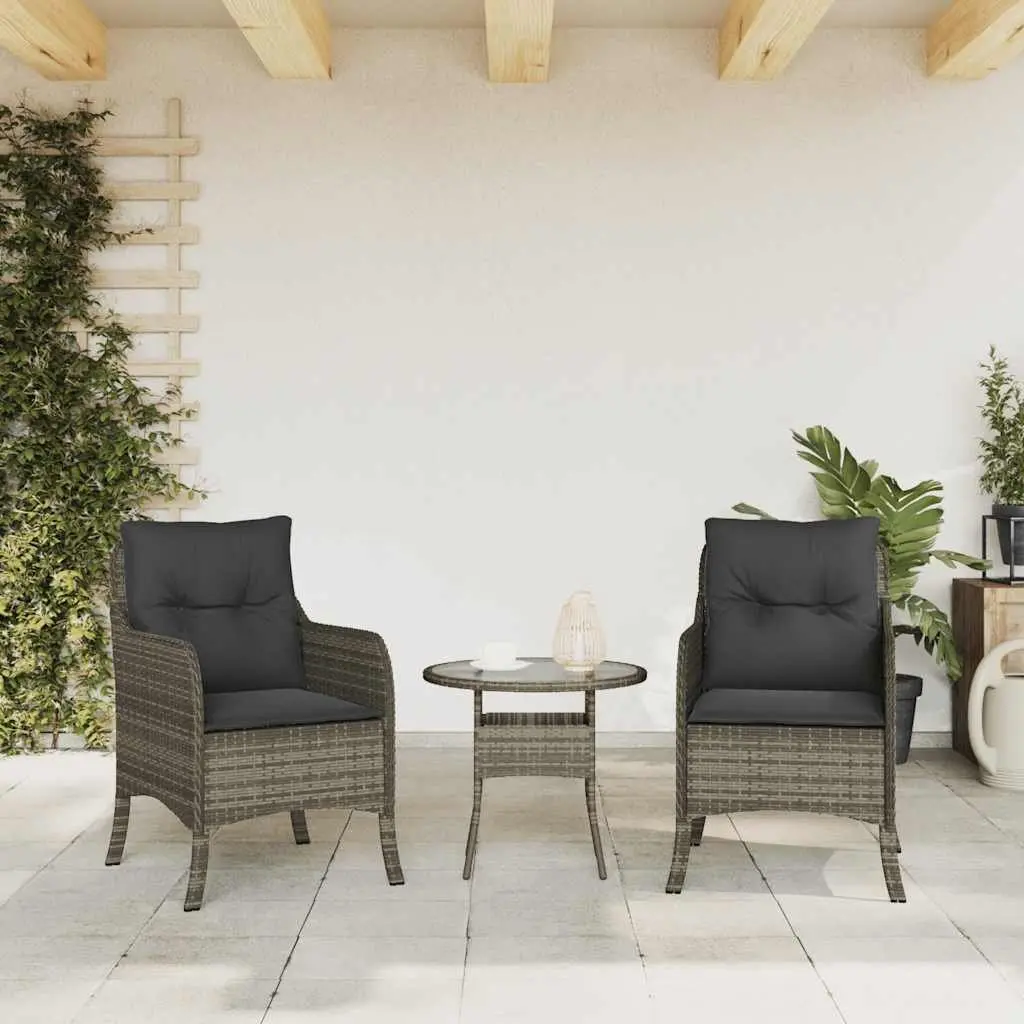 Outdoor Garden Chairs Set Grey 2 Piece Cushioned Seating