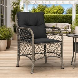 Grey Outdoor Chairs - 2 Pcs Cushioned Rattan Set