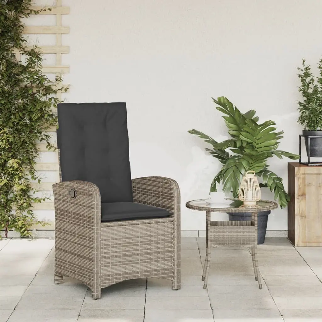 Reclining Garden Chair Grey Adjustable Backrest Cushions