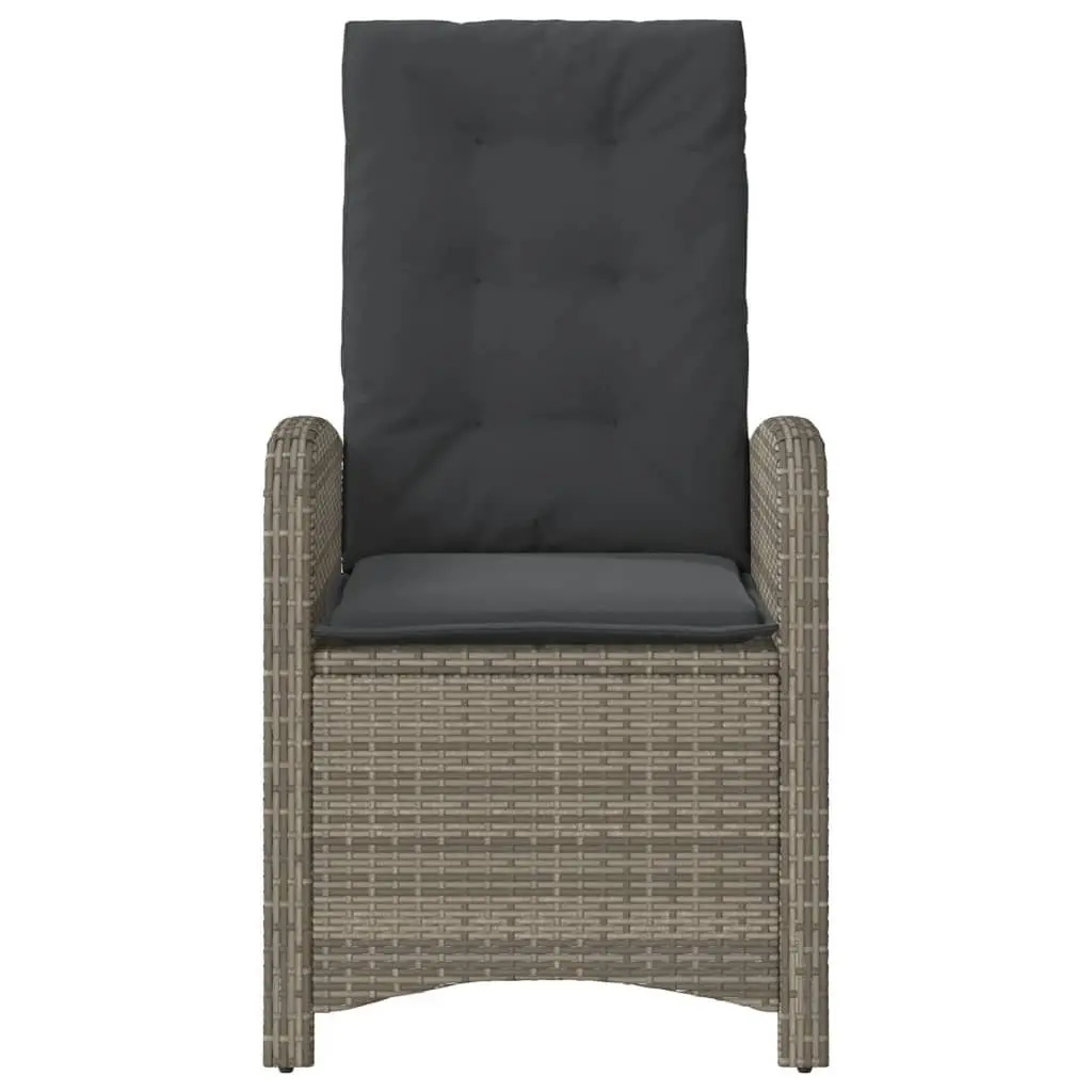 Reclining Garden Chair Grey Adjustable Backrest Cushions