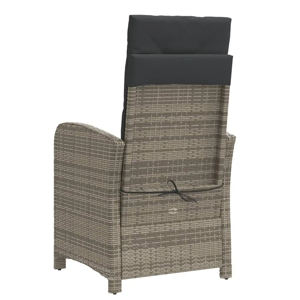 Reclining Garden Chair Grey Adjustable Backrest Cushions