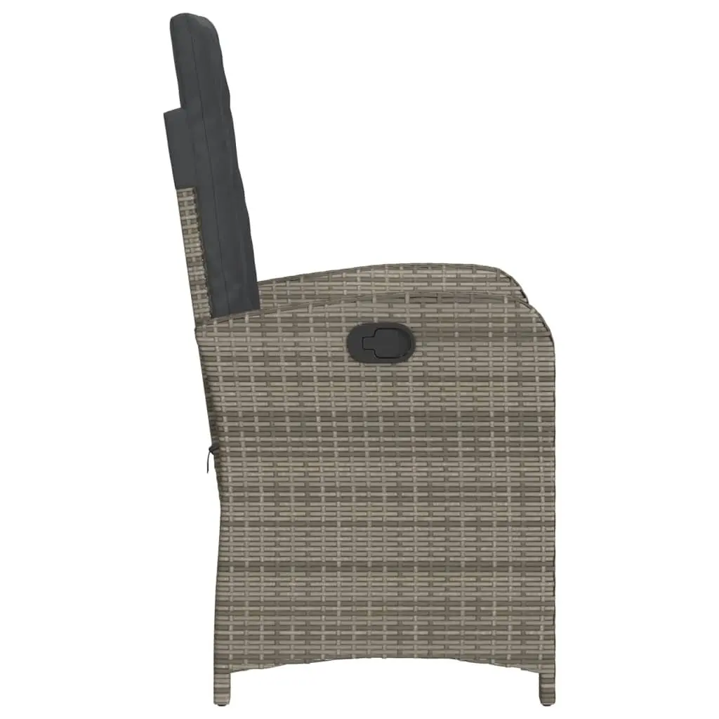 Reclining Garden Chair Grey Adjustable Backrest Cushions