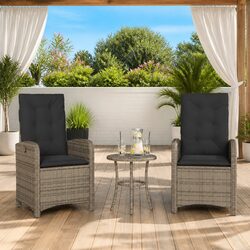 Grey Outdoor Reclining Chairs with Cushions - 2 pcs