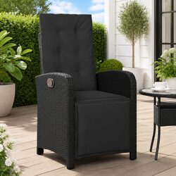 Reclining Garden Chair with Footrest Adjustable Backrest Outdoor Seating Black