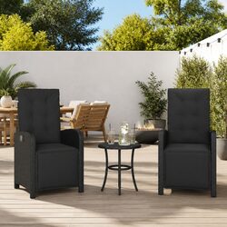 Compact Outdoor Reclining Garden Chairs 2pcs Black